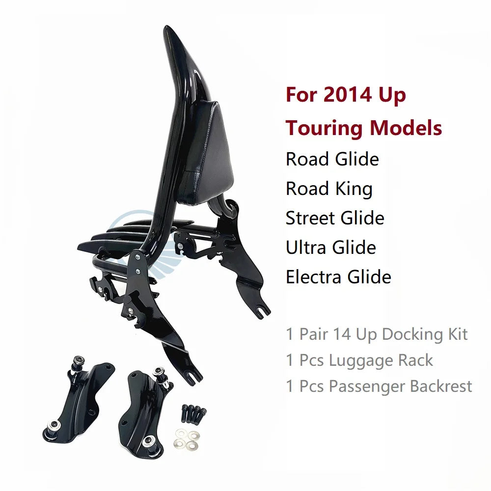 Sissy-bar dossier passager avec porte-bagages pour Harley-Davidson Touring Road King, Street Glide et Electra Glide - vue 12