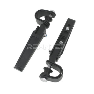 Repose-pieds moto rabattable chromé fixé sur barre de protection moteur - vue 2