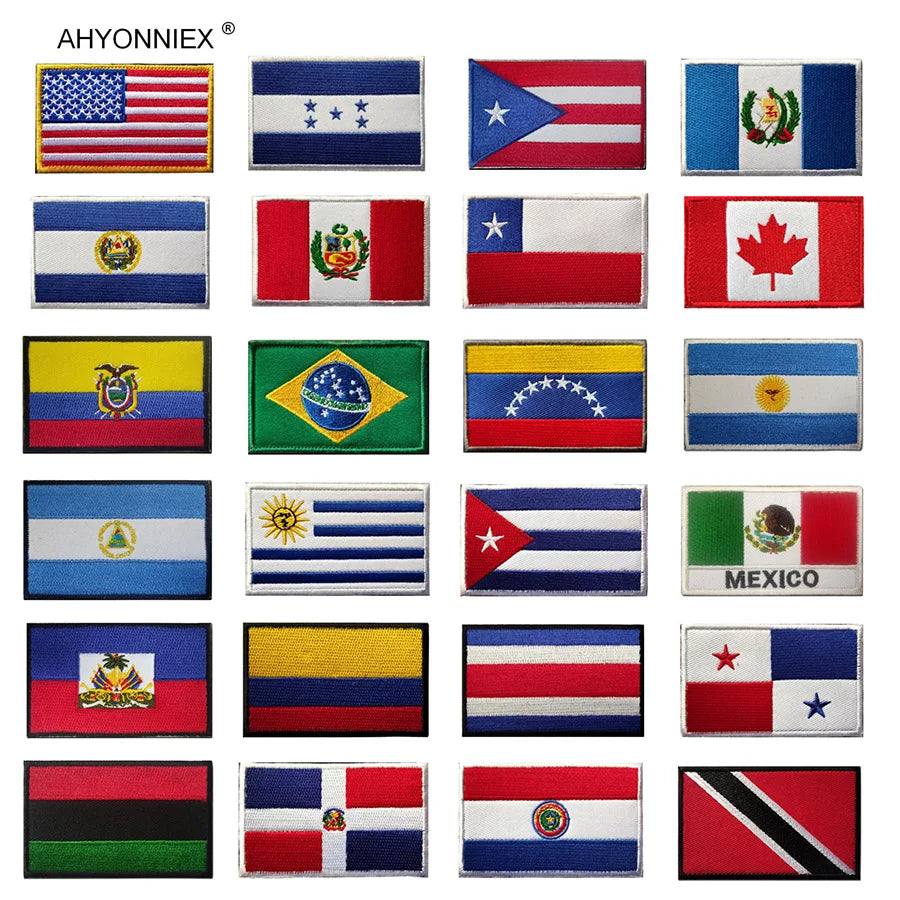 Écusson brodé drapeau de pays d'Amérique avec fixation velcro - vue 1