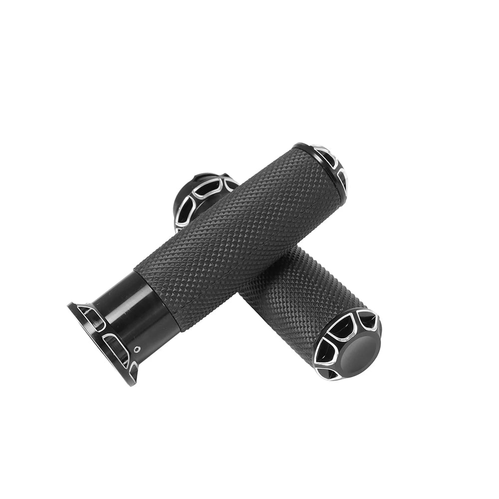 Poignées de guidon aluminium et caoutchouc pour Harley Sportster Dyna Softail - vue 6