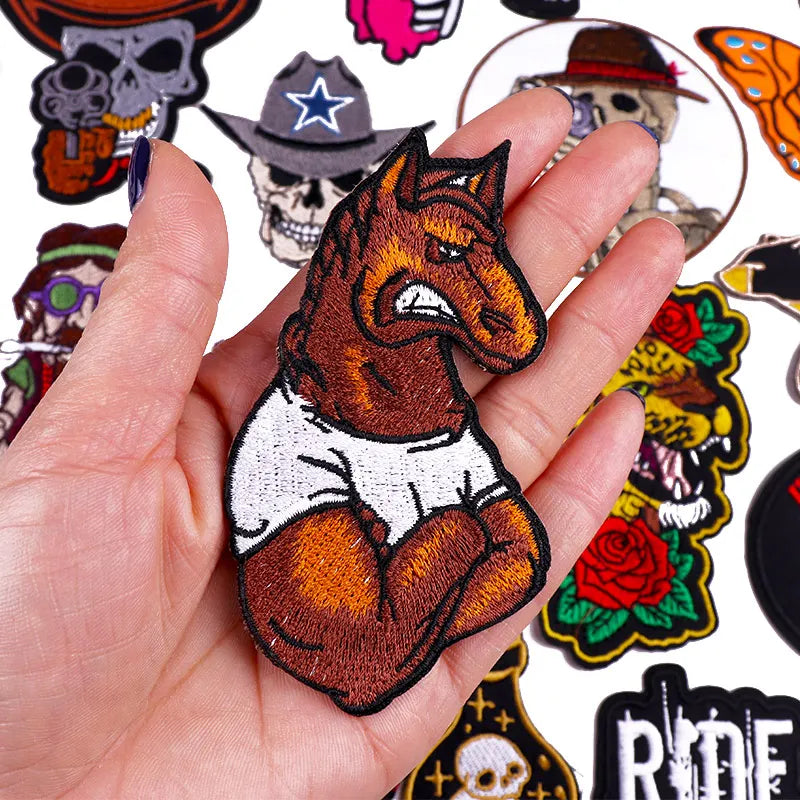 Écusson patch tête de mort et rose style biker - vue 6