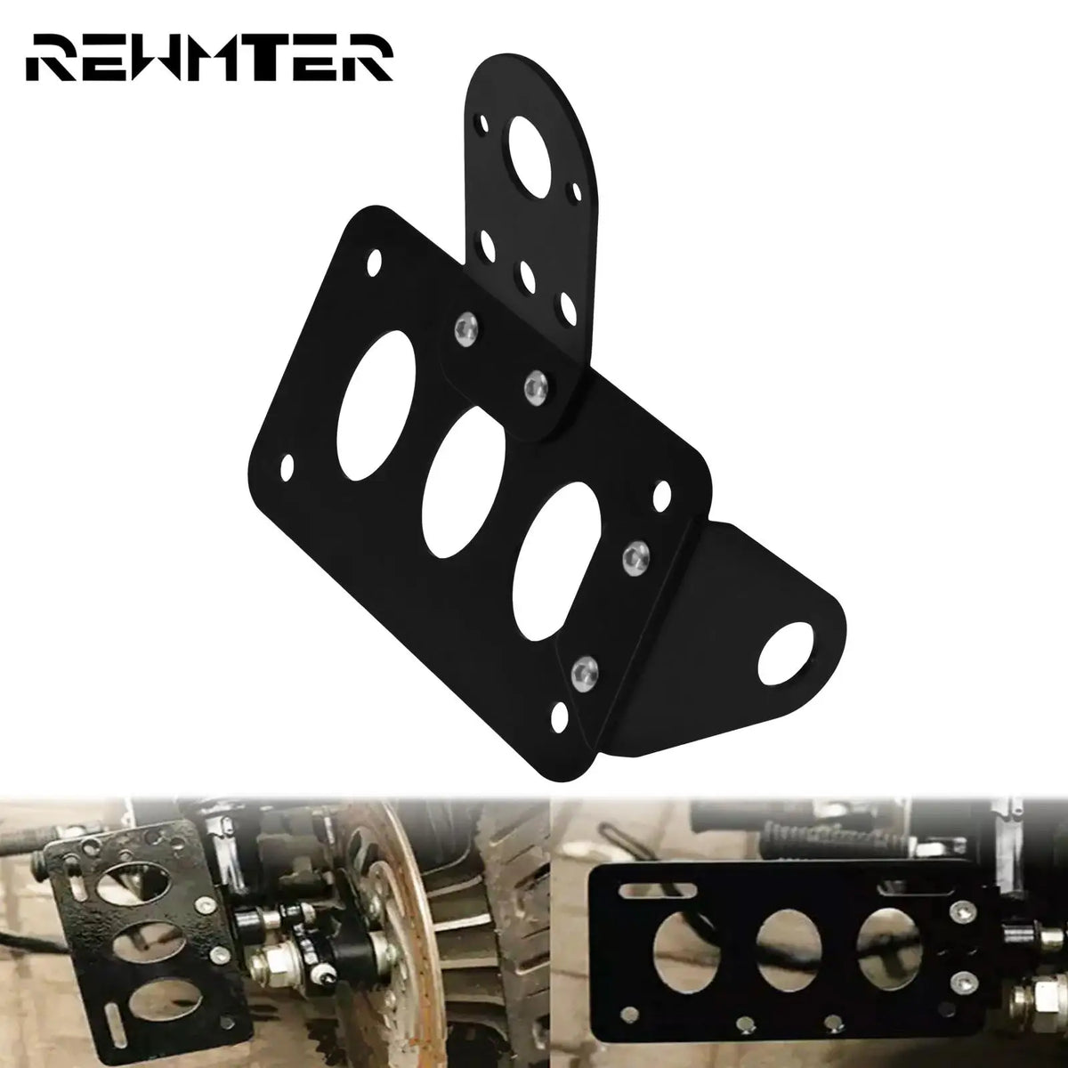 Support de plaque latéral aluminium noir pour Harley bobber chopper - vue 1
