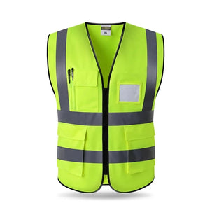 Gilet jaune fluo à bandes réfléchissantes - vue 2