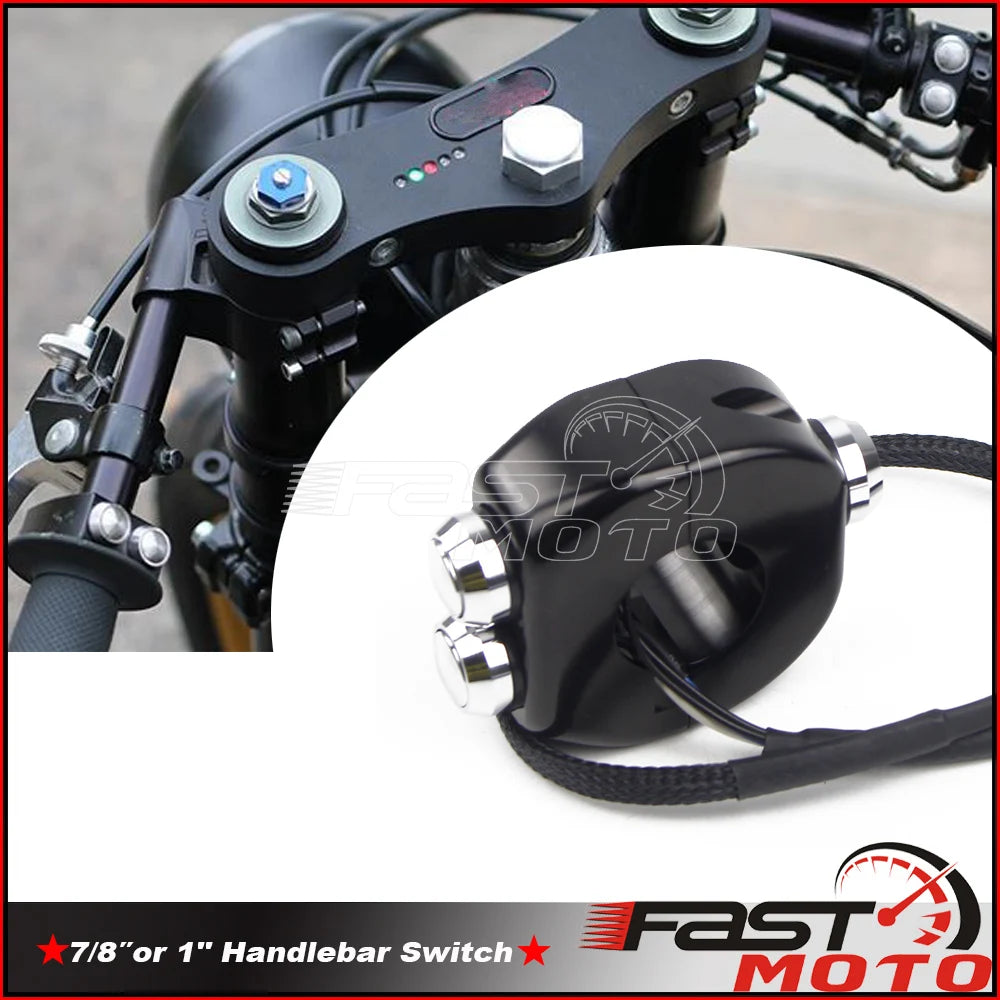 Commutateur de guidon noir et chromé pour moto café racer - vue 1