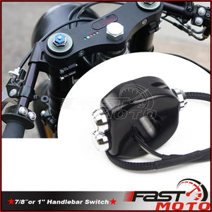 Commutateur de guidon noir et chromé pour moto café racer - vue 1