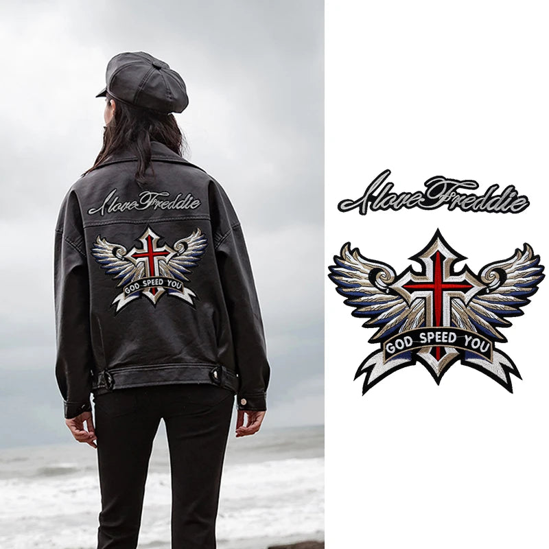 Écusson brodé grand format punk crâne aigle - vue 6
