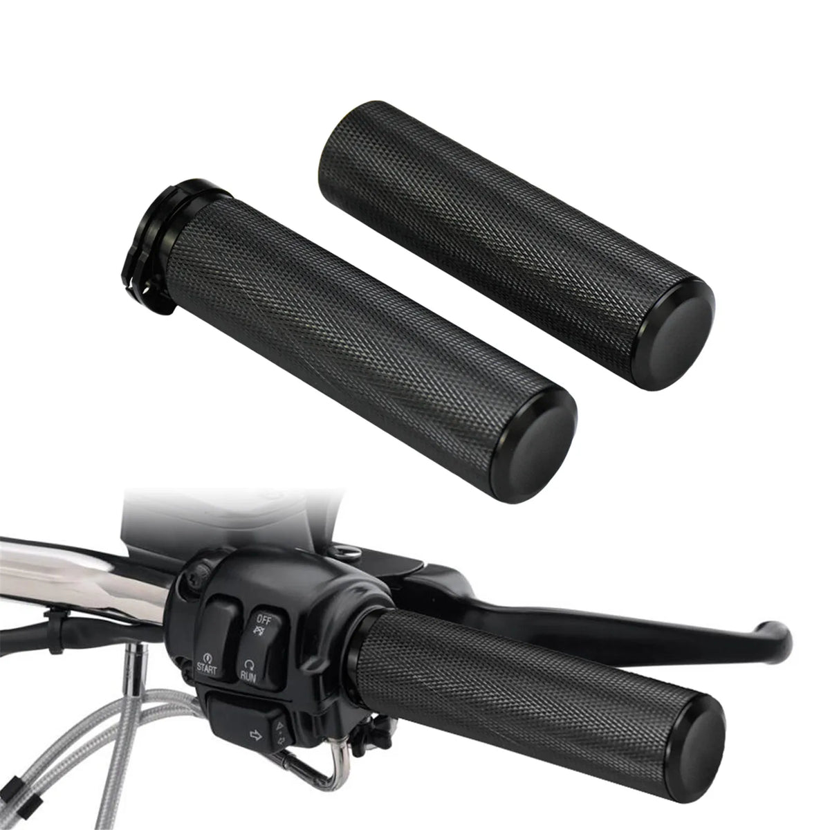 Poignées de guidon en aluminium noir pour moto Harley-Davidson - vue 7