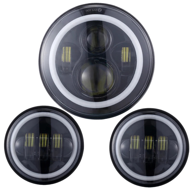 Phare LED 7 pouces avec feux additionnels LED 4,5 pouces pour Harley Touring Electra Glide - vue 14