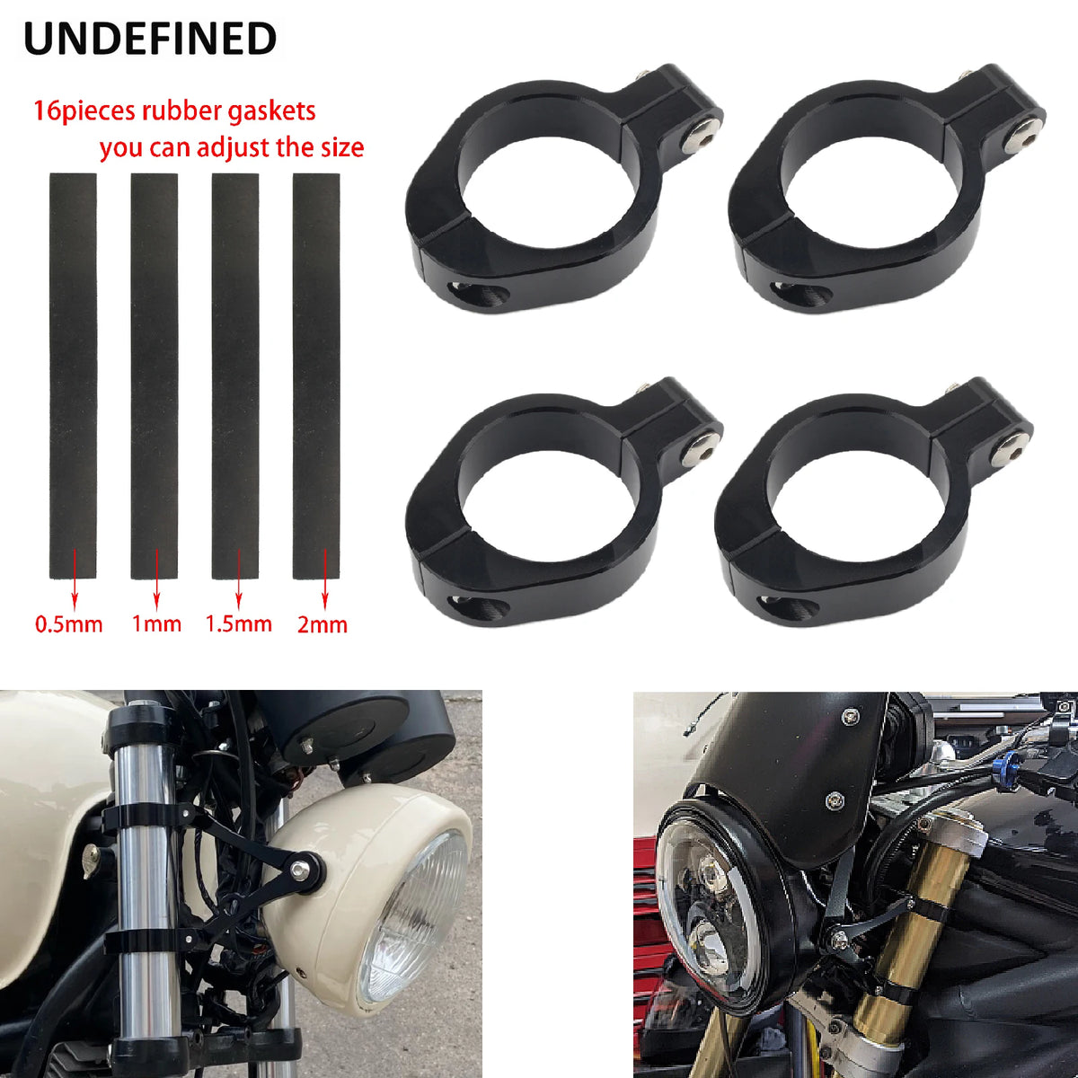 Colliers de fourche pour support de phare Harley - vue 1