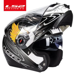 Casque moto modulable LS2 noir avec mentonnière relevée - vue de profil - vue 5