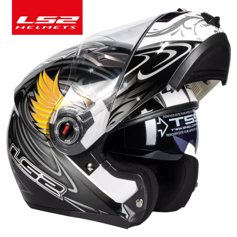 Casque moto modulable LS2 noir avec mentonnière relevée - vue de profil - vue 5