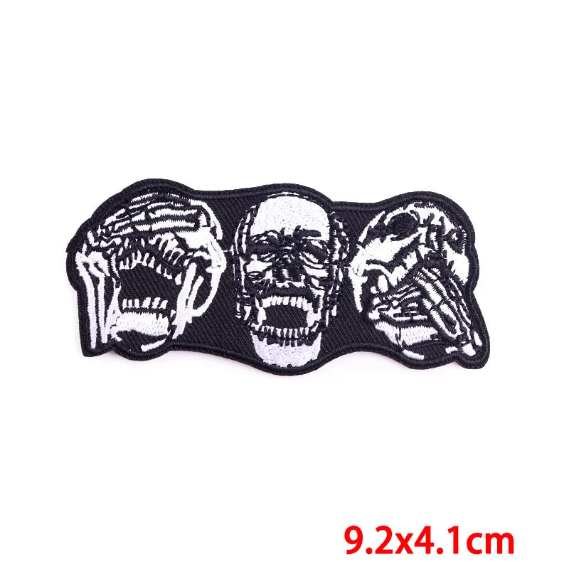 Écusson patch tête de mort et rose style biker - vue 37