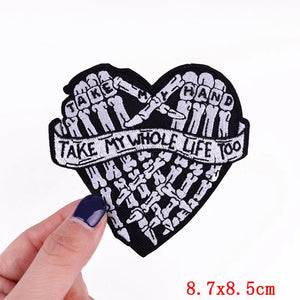 Écusson patch tête de mort et rose style biker - vue 9