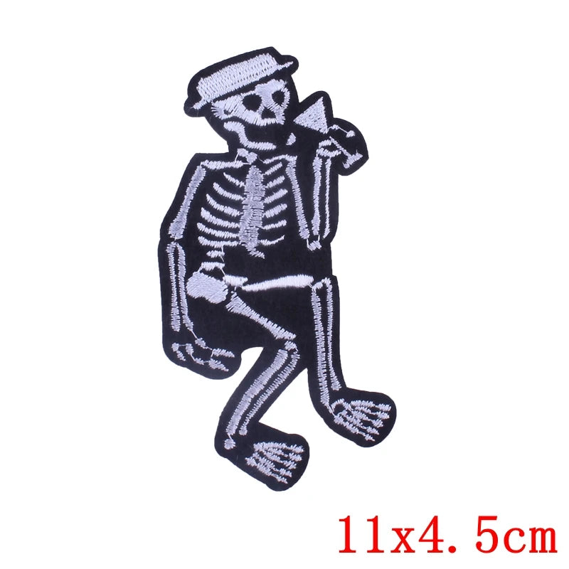 Écusson patch tête de mort et rose style biker - vue 33