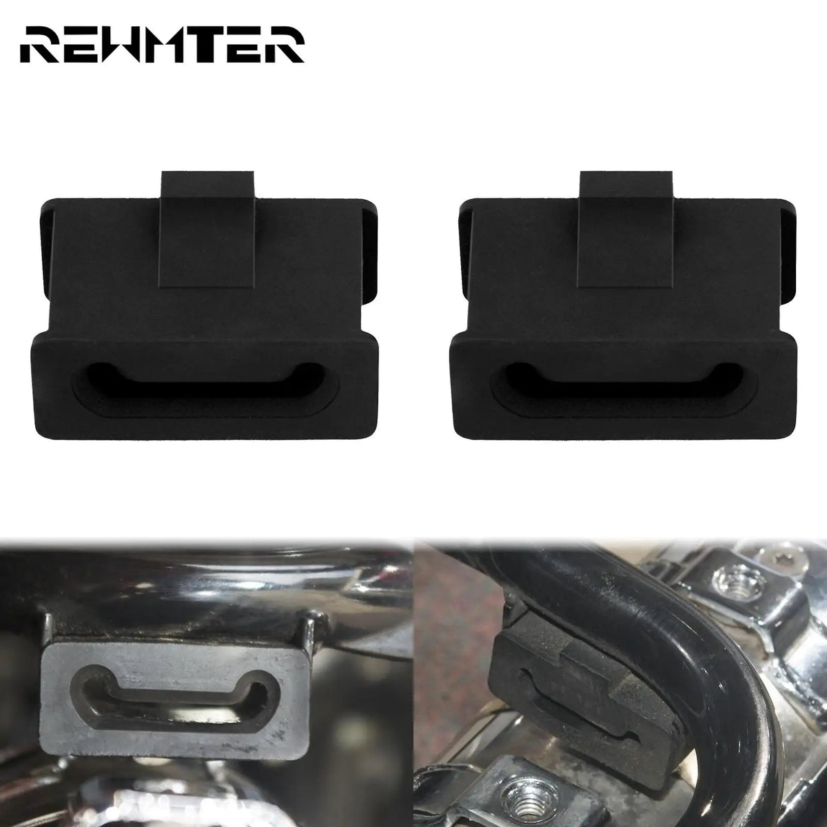 Silentblocs noirs de fixation de silencieux pour Harley-Davidson Touring - vue 1