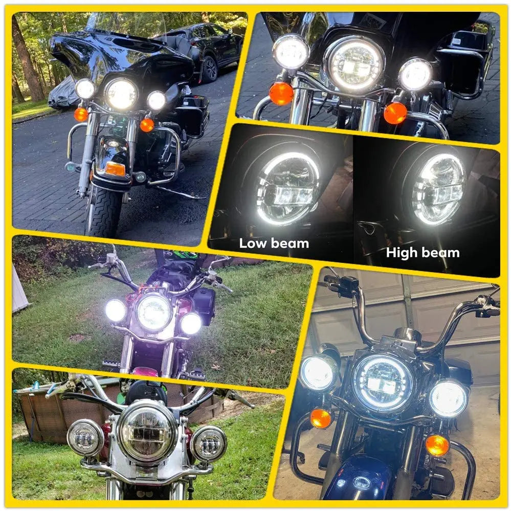 Phare LED projecteur noir monté sur une Harley-Davidson Touring - vue 5