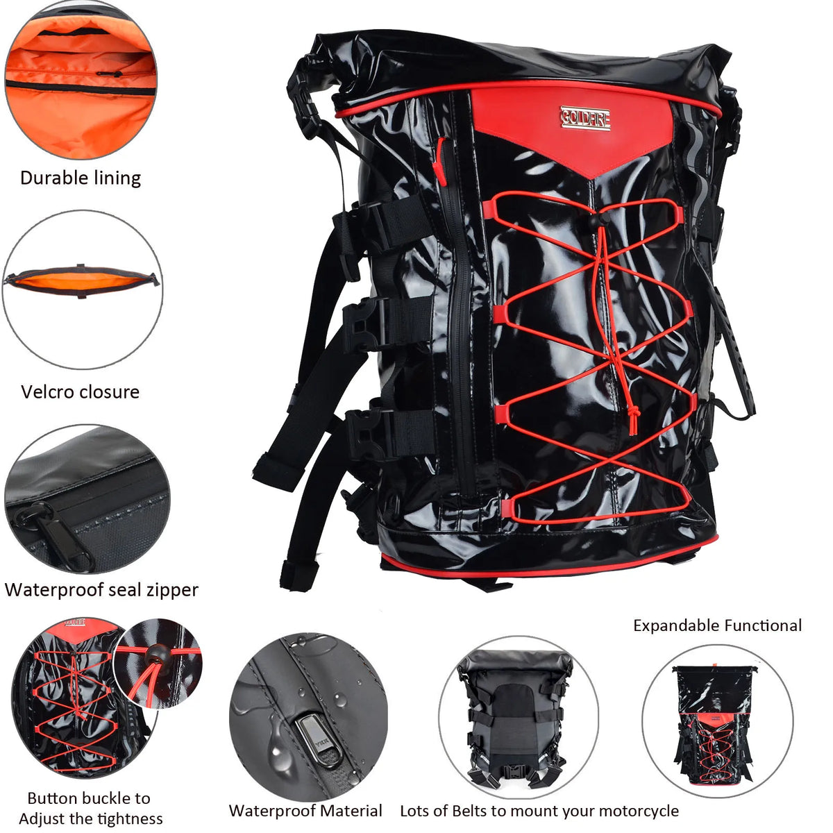 Sac de bagagerie noir pour sissy bar de moto - vue 5