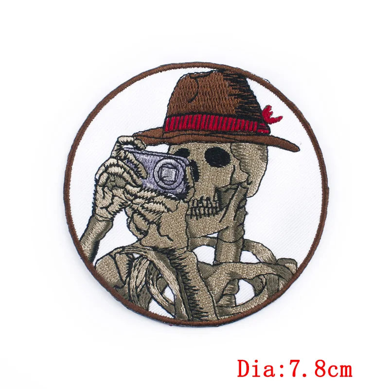 Écusson patch tête de mort et rose style biker - vue 43