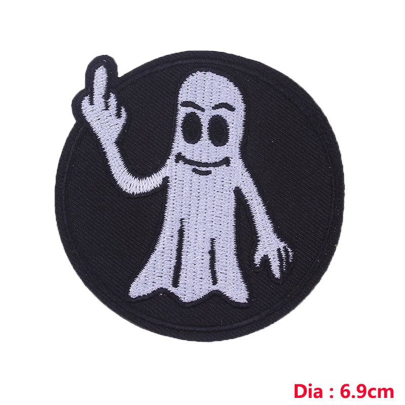 Écusson patch tête de mort et rose style biker - vue 22