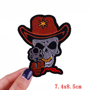 Écusson patch tête de mort et rose style biker - vue 10