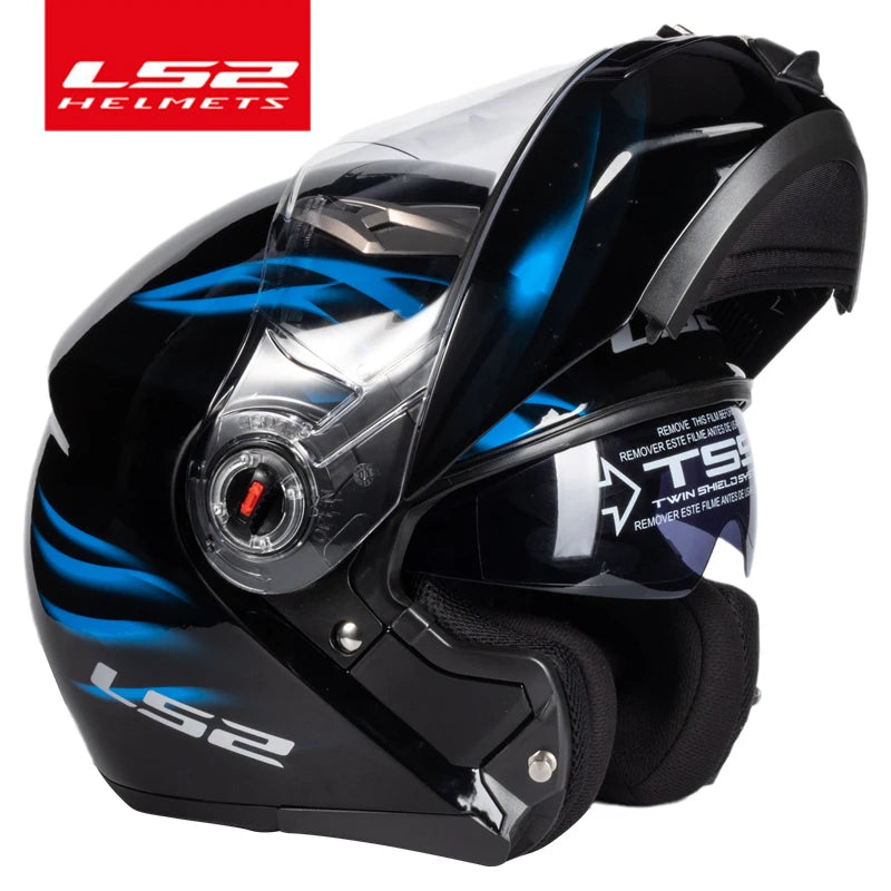 Casque moto modulable LS2 noir avec mentonnière relevée - vue de profil - vue 6