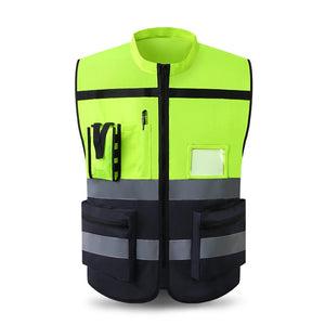 Gilet jaune fluo à bandes réfléchissantes - vue 1