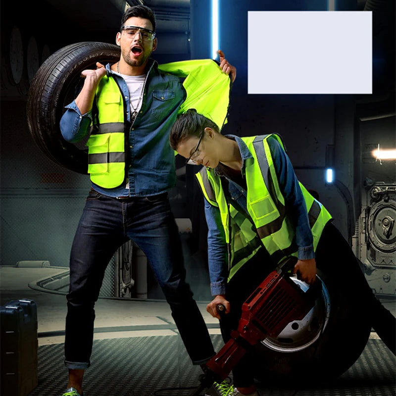 Gilet jaune fluo à bandes réfléchissantes - vue 3