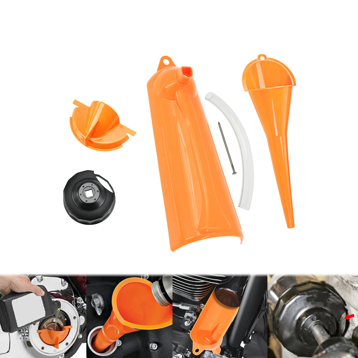 Entonnoir de remplissage d'huile orange pour Harley-Davidson - vue 9