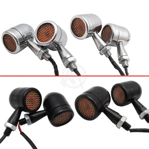 Clignotants LED bullet à grille pour Harley chopper bobber - vue 1