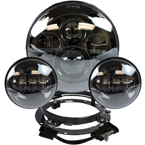 Phare LED rond chromé avec feux antibrouillard sur une Harley-Davidson Touring - vue 7