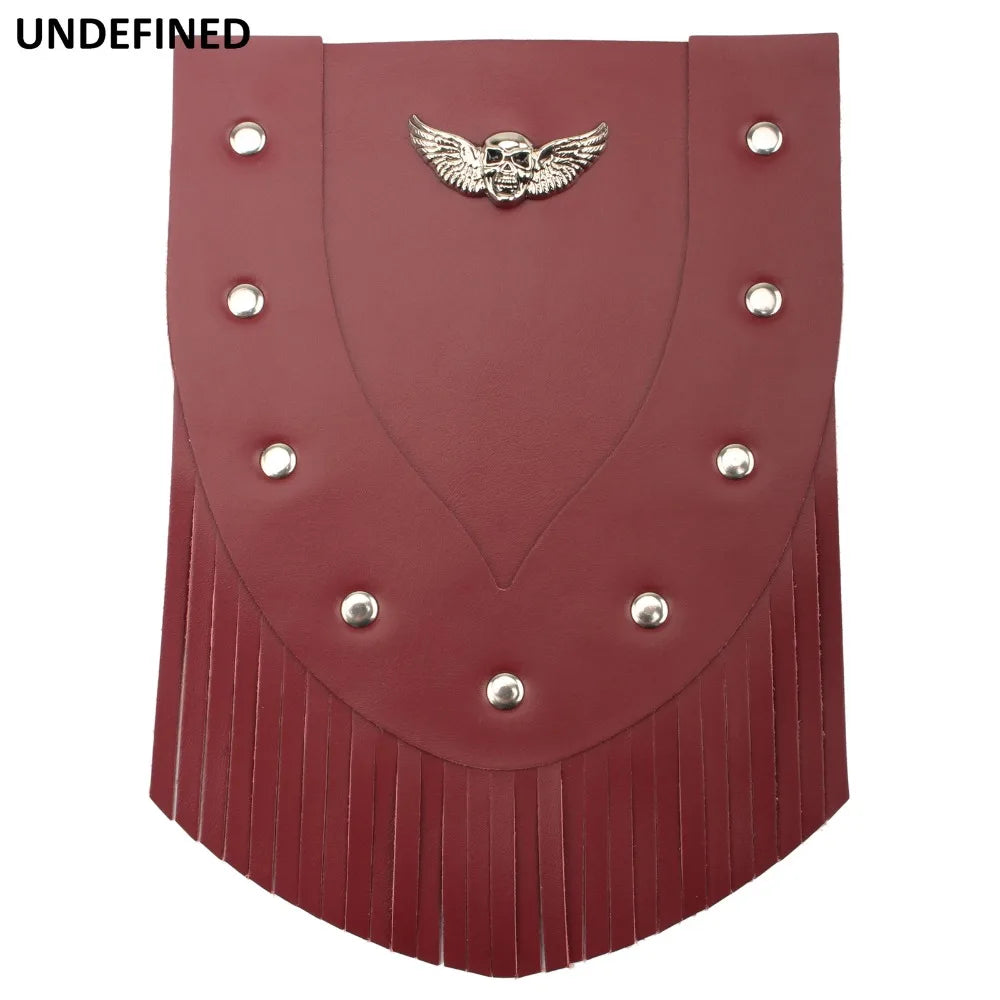 Bavette de garde-boue avant en cuir noir motif tête de mort et aigle - vue 5