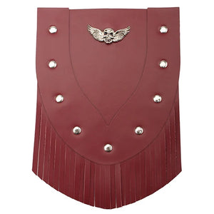 Bavette de garde-boue avant en cuir noir motif tête de mort et aigle - vue 10