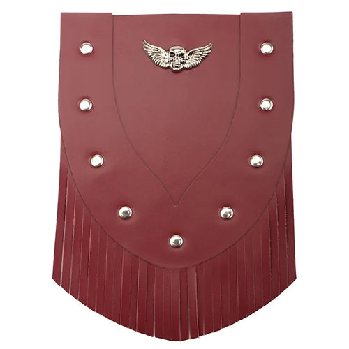 Bavette de garde-boue avant en cuir noir motif tête de mort et aigle - vue 10