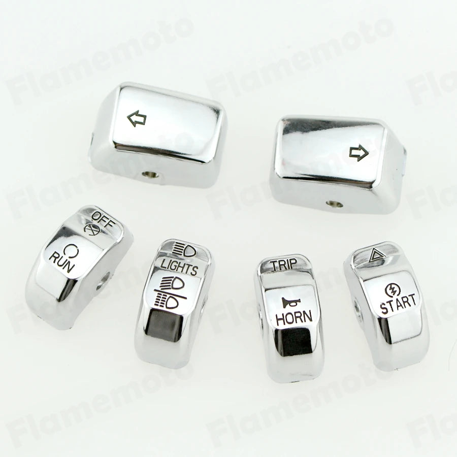 Caches de boutons de commodo chromés pour Harley Sportster Dyna Softail - vue 3