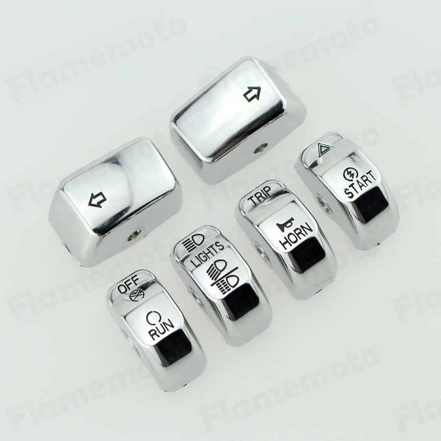 Caches de boutons de commodo chromés pour Harley Sportster Dyna Softail - vue 1