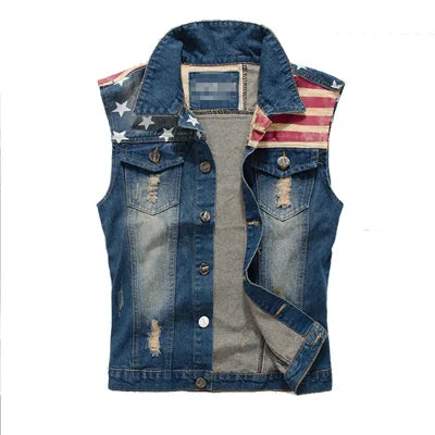 Gilet en jean délavé style cowboy - vue de face - vue 7