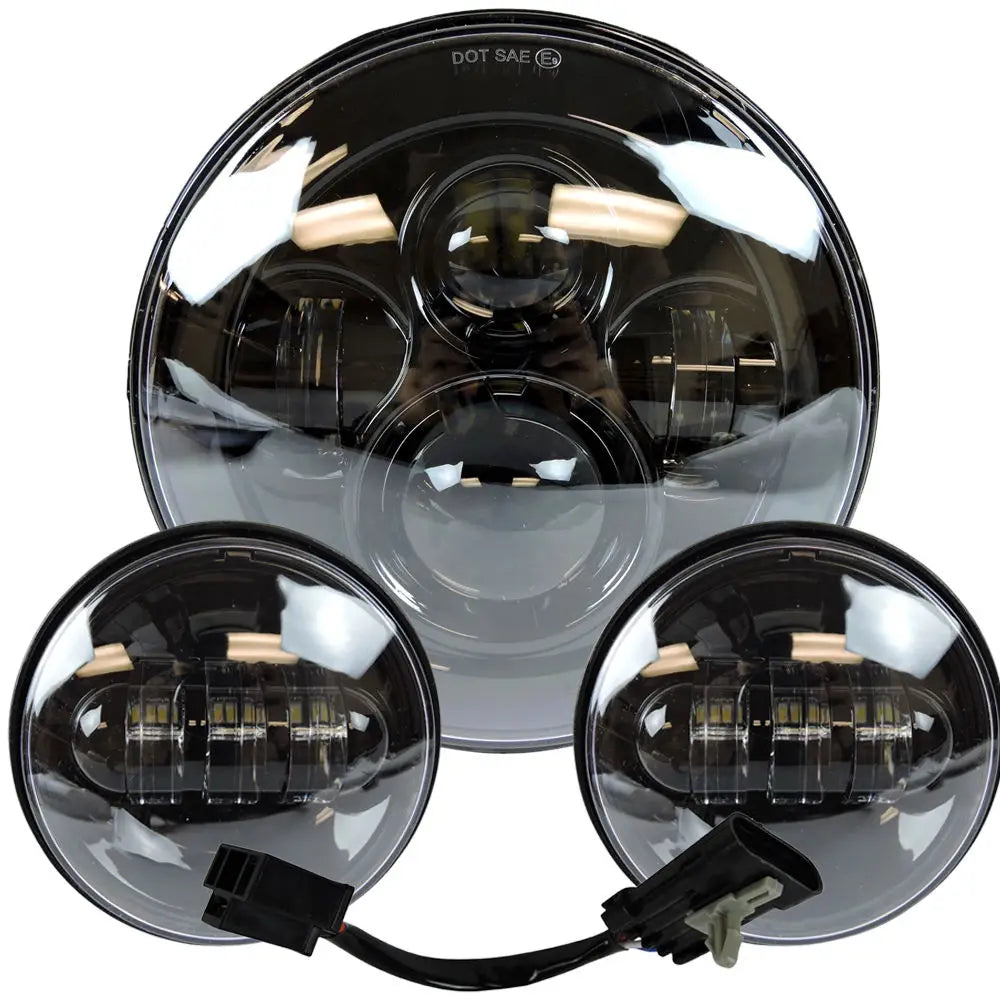 Phare LED rond chromé avec feux antibrouillard sur une Harley-Davidson Touring - vue 11