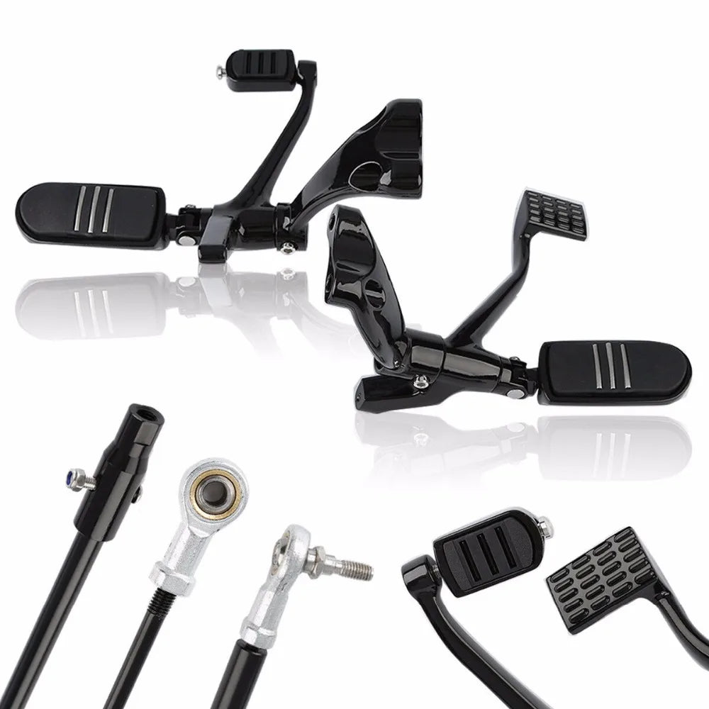Support de repose-pieds pour commandes avancées en aluminium, acier et caoutchouc pour Harley-Davidson Sportster XL Iron 883, 1200, Forty Eight 2014-2022 – photo 1/10