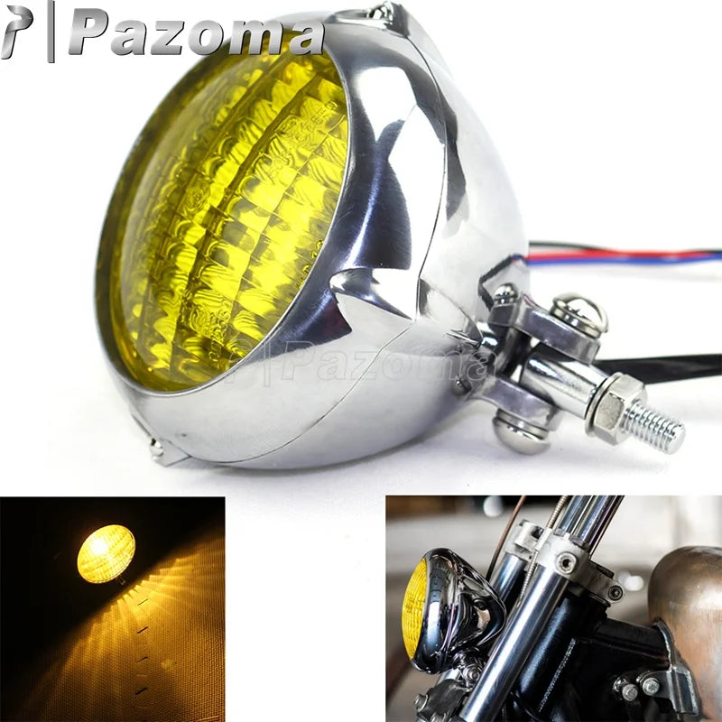 Phare rétro 4,5 pouces pour Harley bobber chopper - vue 1