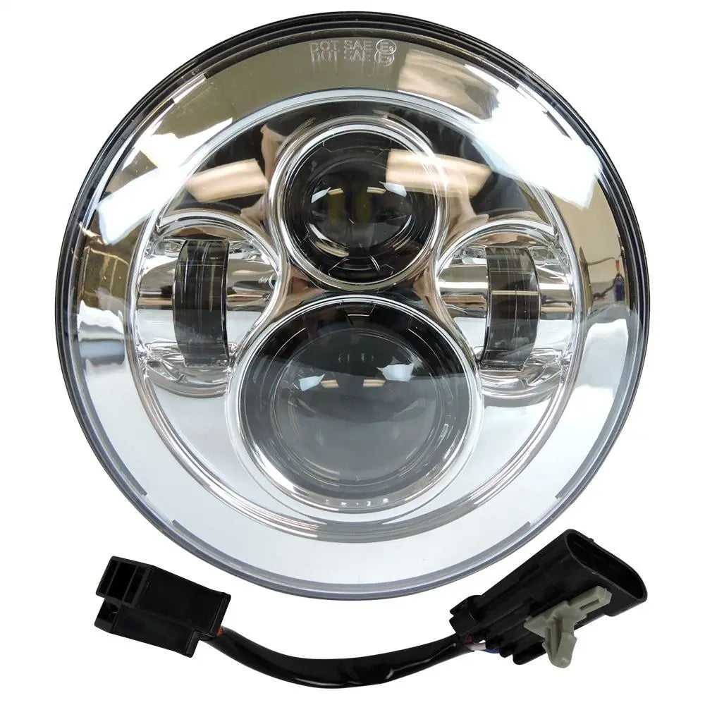 Phare LED rond chromé avec feux antibrouillard sur une Harley-Davidson Touring - vue 5