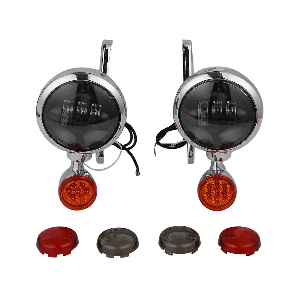 Feux additionnels LED 4,5 pouces avec support pour Harley Touring Electra Glide, Road King - vue 9