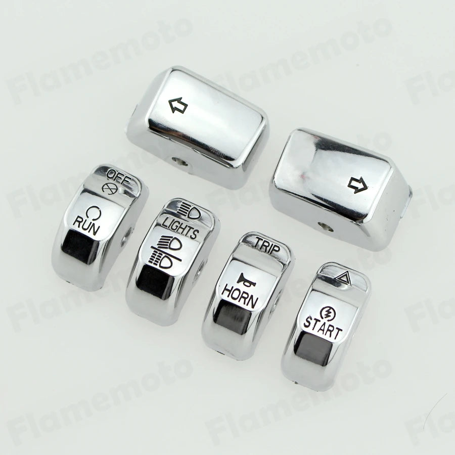 Caches de boutons de commodo chromés pour Harley Sportster Dyna Softail - vue 5