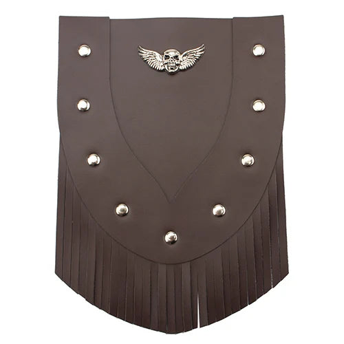 Bavette de garde-boue avant en cuir noir motif tête de mort et aigle - vue 7