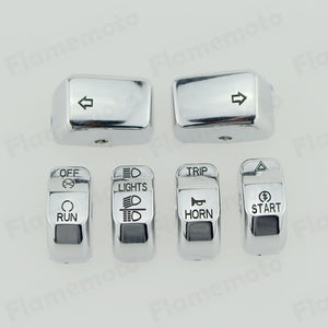Caches de boutons de commodo chromés pour Harley Sportster Dyna Softail - vue 2
