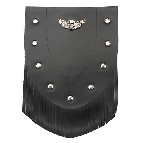 Bavette de garde-boue avant en cuir noir motif tête de mort et aigle - vue 8