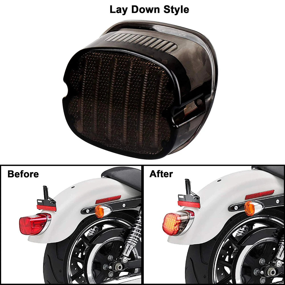 Feu arrière LED lay-down fumé pour Harley Softail Dyna Touring - vue 2