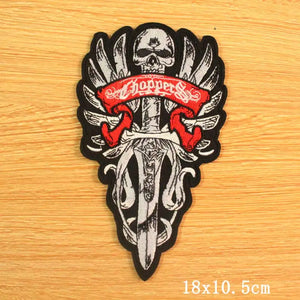 Écusson brodé crâne et cœur style moto biker - vue 2