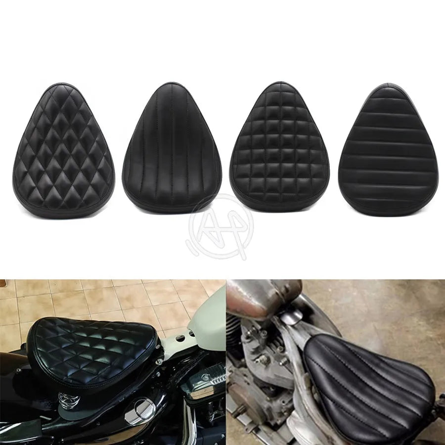 Selle solo rétro en cuir façon vintage pour moto custom