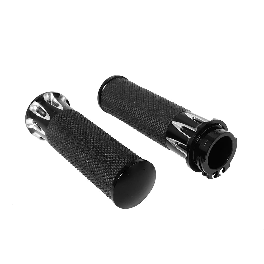 Poignées de guidon aluminium et caoutchouc pour Harley Sportster Dyna Softail - vue 8