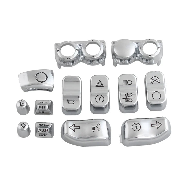 Capuchons de boutons de commodo chromés pour Harley Touring - vue 2